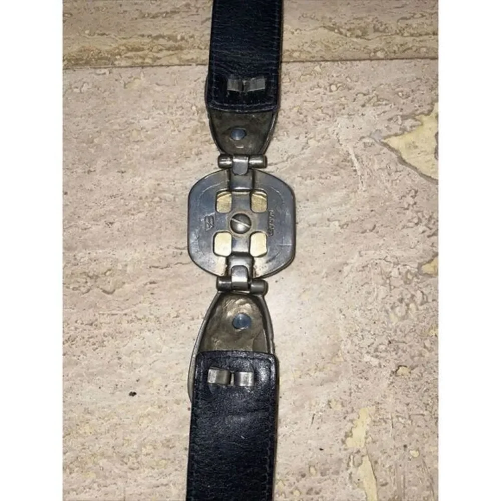 Vtg Brighton Reptile Skin Belt Silver Bold Buckle Sz‎ S
